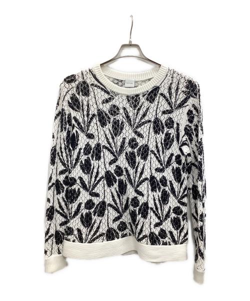 PAUL SMITH（ポールスミス）PAUL SMITH (ポールスミス) チューリップ プリント ニット ホワイト×ブラック サイズ:2Lの古着・服飾アイテム