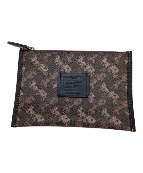 COACH（コーチ）COACH (コーチ) フィールド トート ホース アンド キャリッジ プリント アンド ヴァーシティストライプ ブラウン×レッドの古着・服飾アイテム
