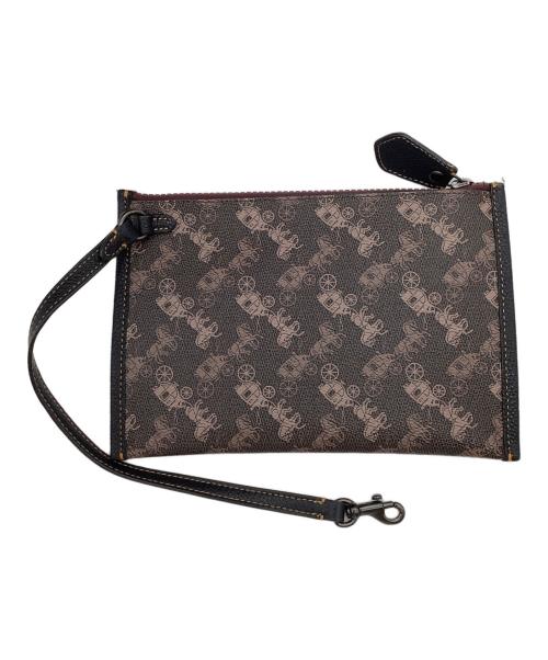 COACH（コーチ）COACH (コーチ) フィールド トート ホース アンド キャリッジ プリント アンド ヴァーシティストライプ ブラウン×レッドの古着・服飾アイテム