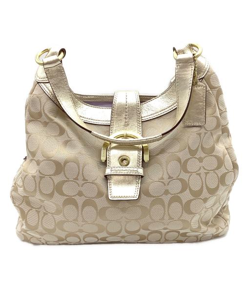 COACH（コーチ）COACH (コーチ) ソーホー シグネチャー ラージ ホーボー ベージュの古着・服飾アイテム