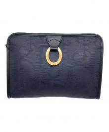 Christian Dior（クリスチャン ディオール）の古着「トロッター柄 オーバル金具 クラッチバッグ」｜ネイビー