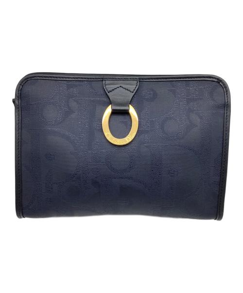 Christian Dior（クリスチャン ディオール）Christian Dior (クリスチャン ディオール) トロッター柄 オーバル金具 クラッチバッグ ネイビーの古着・服飾アイテム