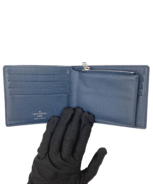 LOUIS VUITTON（ルイ ヴィトン）LOUIS VUITTON (ルイ ヴィトン) ポルト・フォイユ・マルコ　タイガ　2つ折り財布 ネイビーの古着・服飾アイテム