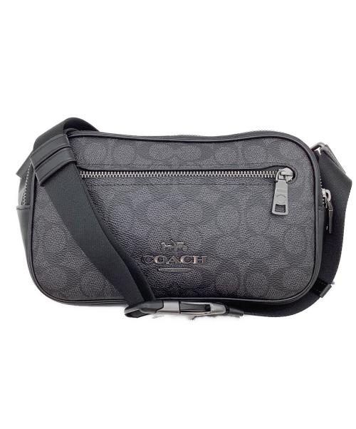 COACH（コーチ）COACH (コーチ) エリアス クロスボディ 　 ベルト バッグ　シグネチャー キャンバス ブラックの古着・服飾アイテム