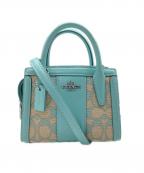 COACHコーチ）の古着「アンドレア ミニ キャリーオール シグネチャー ジャカード」｜ブルー×ベージュ