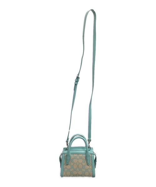 COACH（コーチ）COACH (コーチ) アンドレア ミニ キャリーオール シグネチャー ジャカード ブルー×ベージュの古着・服飾アイテム