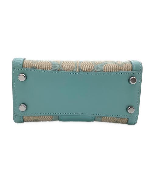COACH（コーチ）COACH (コーチ) アンドレア ミニ キャリーオール シグネチャー ジャカード ブルー×ベージュの古着・服飾アイテム