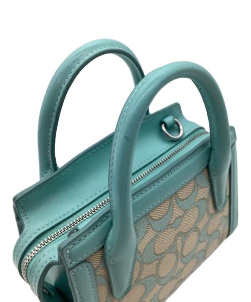 COACH（コーチ）COACH (コーチ) アンドレア ミニ キャリーオール シグネチャー ジャカード ブルー×ベージュの古着・服飾アイテム