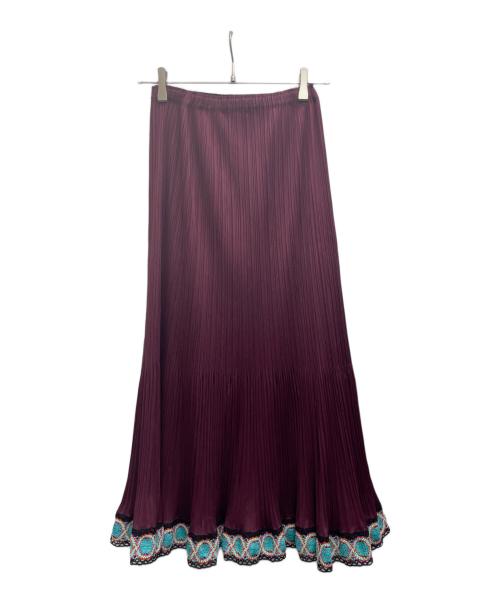 PLEATS PLEASE（プリーツプリーズ）PLEATS PLEASE (プリーツプリーズ) フレアロングスカート パープル サイズ:3の古着・服飾アイテム