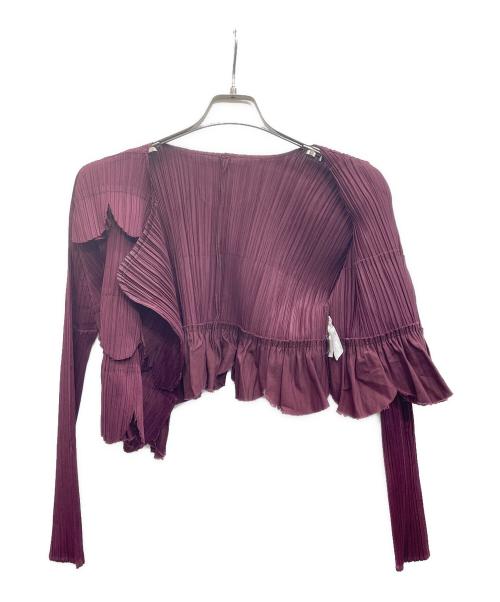 PLEATS PLEASE（プリーツプリーズ）PLEATS PLEASE (プリーツプリーズ) プリーツカーディガン パープル サイズ:3の古着・服飾アイテム