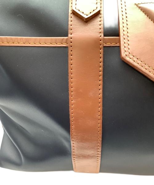 Yves Saint Laurent（イヴサンローラン）Yves Saint Laurent (イヴサンローラン) Yロゴ フラップ ナイロン×レザー ボストンバッグ ブルー×ブラウンの古着・服飾アイテム