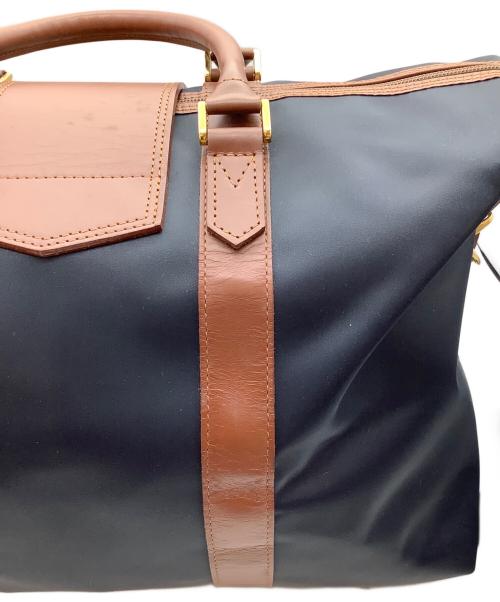 Yves Saint Laurent（イヴサンローラン）Yves Saint Laurent (イヴサンローラン) Yロゴ フラップ ナイロン×レザー ボストンバッグ ブルー×ブラウンの古着・服飾アイテム