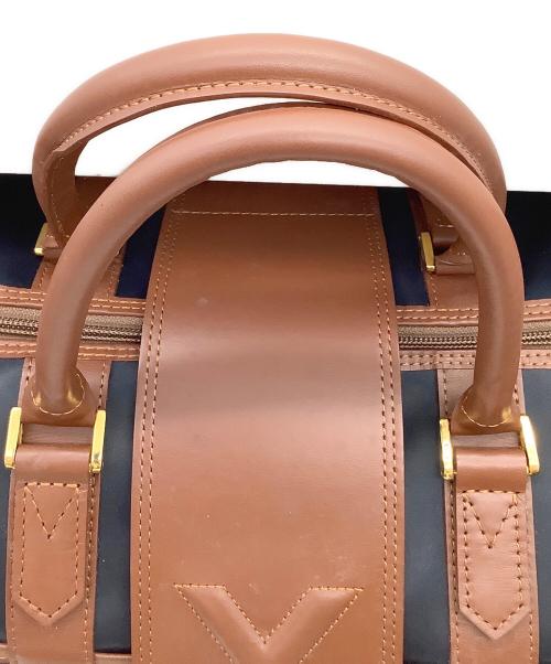 Yves Saint Laurent（イヴサンローラン）Yves Saint Laurent (イヴサンローラン) Yロゴ フラップ ナイロン×レザー ボストンバッグ ブルー×ブラウンの古着・服飾アイテム