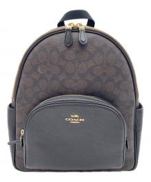 COACH（コーチ）の古着「シグネチャー コーテッド キャンバス レザー コート バックパック」｜ブラウン×ブラック