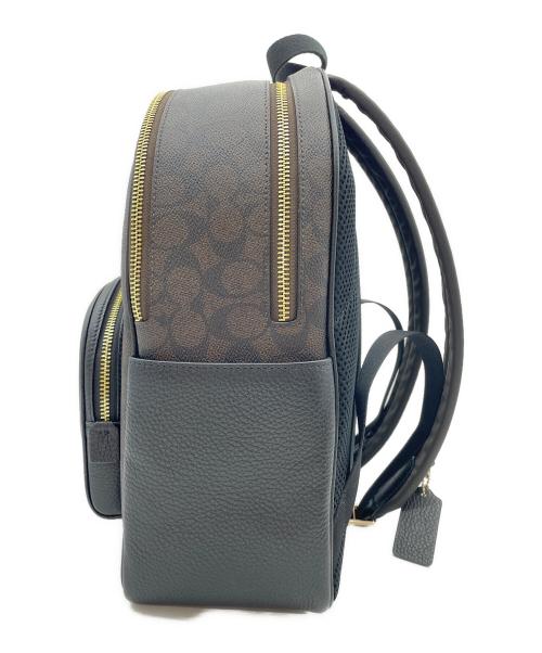 COACH（コーチ）COACH (コーチ) シグネチャー コーテッド キャンバス レザー コート バックパック ブラウン×ブラックの古着・服飾アイテム