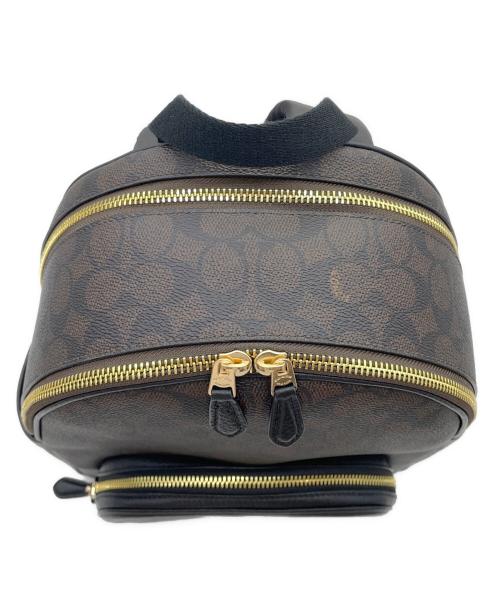 COACH（コーチ）COACH (コーチ) シグネチャー コーテッド キャンバス レザー コート バックパック ブラウン×ブラックの古着・服飾アイテム