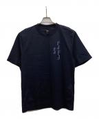 FENDIフェンディ）の古着「FFロゴ グラフィック 刺繍 コットン 半袖 Tシャツ」｜ネイビー