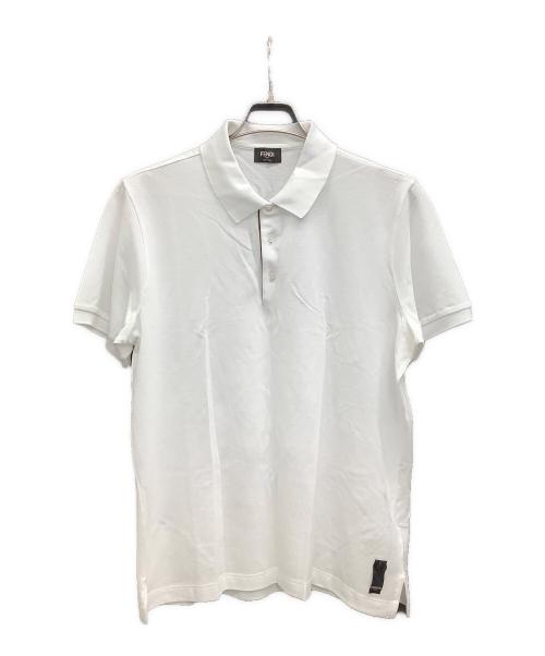 FENDI（フェンディ）FENDI (フェンディ) FFプラケット　ポロシャツ ホワイト サイズ:Lの古着・服飾アイテム
