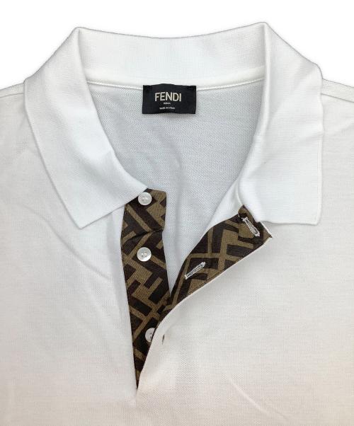 FENDI（フェンディ）FENDI (フェンディ) FFプラケット　ポロシャツ ホワイト サイズ:Lの古着・服飾アイテム