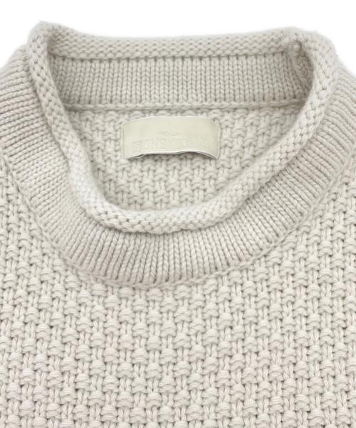 STONE ISLAND（ストーンアイランド）STONE ISLAND (ストーンアイランド) ワッフルニットセーター　ウール・カシミア混　Ghost Piece（ゴーストピース）　 ベージュ サイズ:XLの古着・服飾アイテム