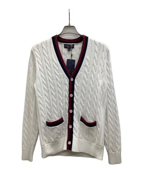 BROOKS BROTHERS（ブルックスブラザーズ）BROOKS BROTHERS (ブルックスブラザーズ) スーピマコットン ケーブル Vネック テニスカーディガン ホワイト サイズ:Sの古着・服飾アイテム