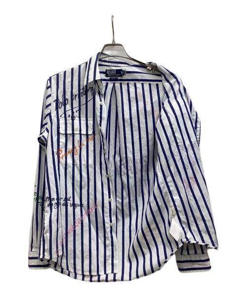 POLO RALPH LAUREN（ポロ・ラルフローレン）POLO RALPH LAUREN (ポロ・ラルフローレン) クラシック フィット ストライプド ポプリン ワークシャツ ホワイト×ネイビー サイズ:Ｓの古着・服飾アイテム