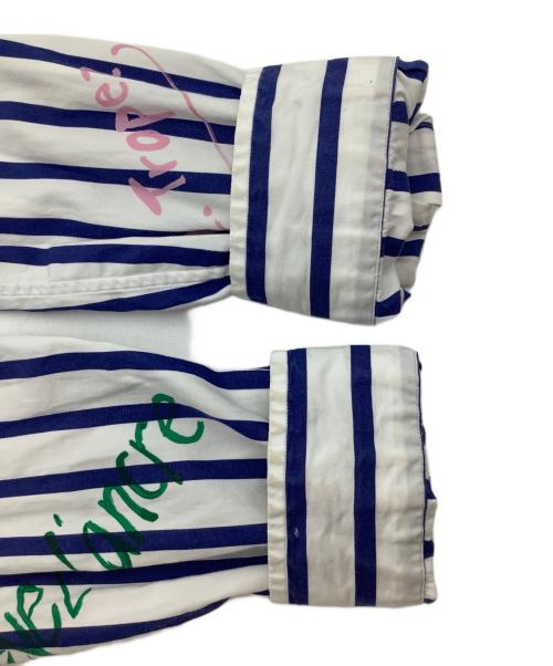 POLO RALPH LAUREN（ポロ・ラルフローレン）POLO RALPH LAUREN (ポロ・ラルフローレン) クラシック フィット ストライプド ポプリン ワークシャツ ホワイト×ネイビー サイズ:Ｓの古着・服飾アイテム