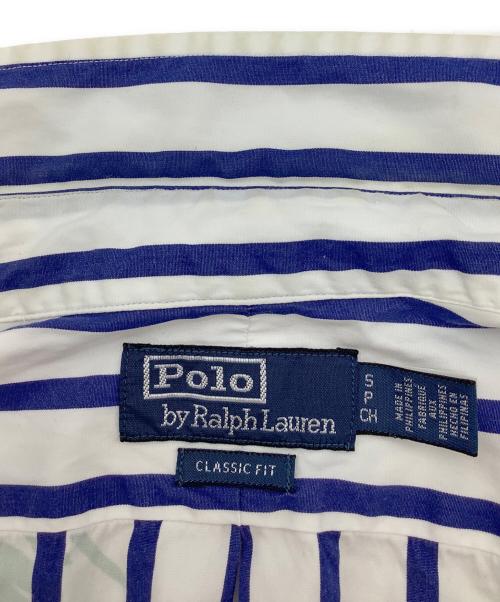 POLO RALPH LAUREN（ポロ・ラルフローレン）POLO RALPH LAUREN (ポロ・ラルフローレン) クラシック フィット ストライプド ポプリン ワークシャツ ホワイト×ネイビー サイズ:Ｓの古着・服飾アイテム