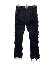 ROARDENIM（ロアーデニム）の古着「フレア フレイヤード スタックデニム」｜ブラック