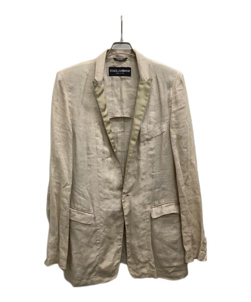 DOLCE & GABBANA（ドルチェ＆ガッバーナ）DOLCE & GABBANA (ドルチェ＆ガッバーナ) シルク混テーラードジャケット ベージュ サイズ:48の古着・服飾アイテム