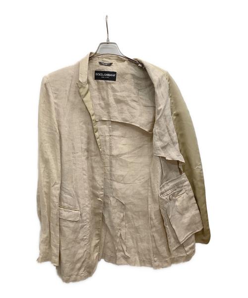 DOLCE & GABBANA（ドルチェ＆ガッバーナ）DOLCE & GABBANA (ドルチェ＆ガッバーナ) シルク混テーラードジャケット ベージュ サイズ:48の古着・服飾アイテム