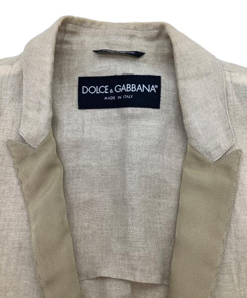 DOLCE & GABBANA（ドルチェ＆ガッバーナ）DOLCE & GABBANA (ドルチェ＆ガッバーナ) シルク混テーラードジャケット ベージュ サイズ:48の古着・服飾アイテム