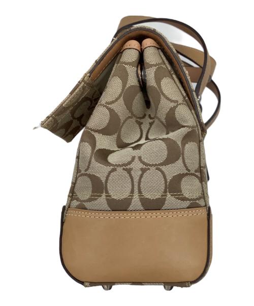 COACH（コーチ）COACH (コーチ) ハンプトンズ シグネチャー サッチェル　ハンドバッグ ベージュの古着・服飾アイテム