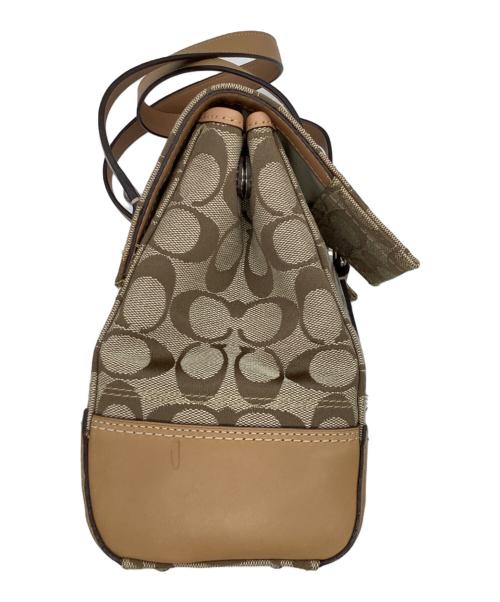 COACH（コーチ）COACH (コーチ) ハンプトンズ シグネチャー サッチェル　ハンドバッグ ベージュの古着・服飾アイテム