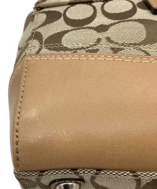 COACH（コーチ）COACH (コーチ) ハンプトンズ シグネチャー サッチェル　ハンドバッグ ベージュの古着・服飾アイテム