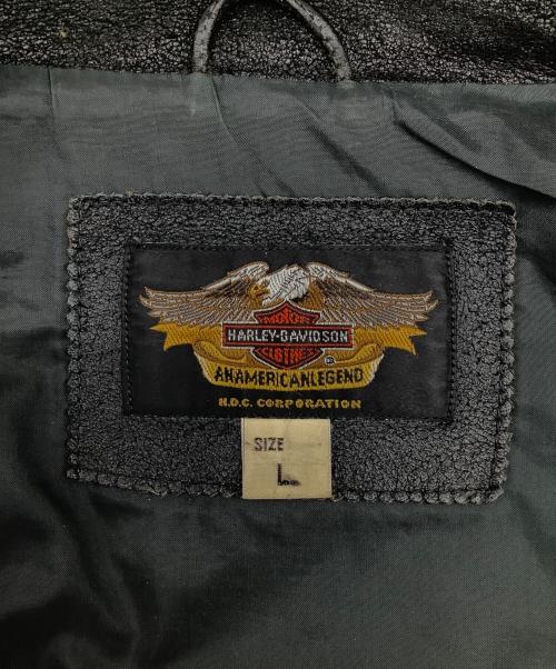 HARLEY-DAVIDSON（ハーレーダビッドソン）HARLEY-DAVIDSON (ハーレーダビッドソン) シングルライダースジャケット ブラック サイズ:Lの古着・服飾アイテム