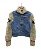 Ralph Lauren POLO SPORTラルフローレン ポロスポーツ）の古着「デニムジャケット　切り替えニット」｜インディゴ×ベージュ