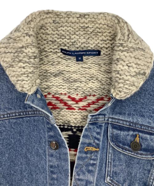Ralph Lauren POLO SPORT（ラルフローレン ポロスポーツ）Ralph Lauren POLO SPORT (ラルフローレン ポロスポーツ) デニムジャケット　切り替えニット インディゴ×ベージュ サイズ:Mの古着・服飾アイテム