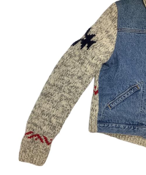 Ralph Lauren POLO SPORT（ラルフローレン ポロスポーツ）Ralph Lauren POLO SPORT (ラルフローレン ポロスポーツ) デニムジャケット　切り替えニット インディゴ×ベージュ サイズ:Mの古着・服飾アイテム