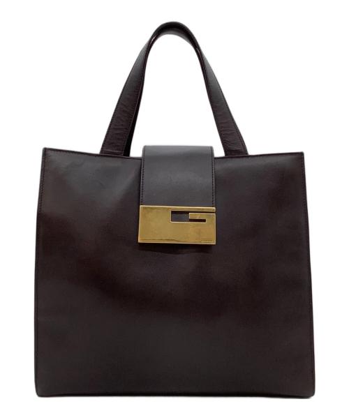 GUCCI（グッチ）GUCCI (グッチ) レザーハンドバッグ ブラウンの古着・服飾アイテム