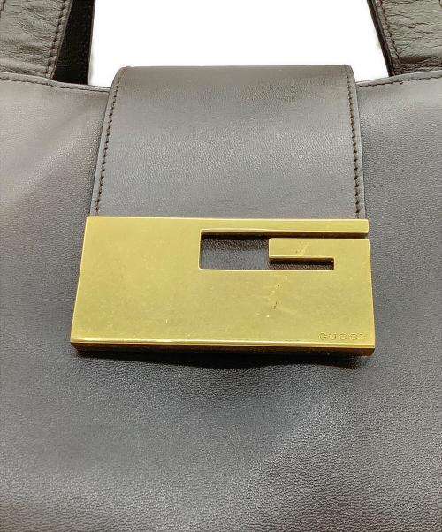 GUCCI（グッチ）GUCCI (グッチ) レザーハンドバッグ ブラウンの古着・服飾アイテム