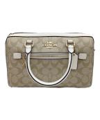 COACHコーチ）の古着「ローアン サッチェル（Signature Rowan Satchel）　2WAYバッグ」｜ベージュ×ホワイト