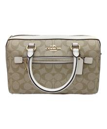 COACH（コーチ）の古着「 ローアン サッチェル（Signature Rowan Satchel）　2WAYバッグ」｜ベージュ×ホワイト