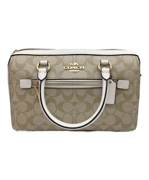 COACH（コーチ）COACH (コーチ)  ローアン サッチェル（Signature Rowan Satchel）　2WAYバッグ ベージュ×ホワイトの古着・服飾アイテム