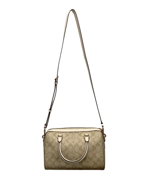 COACH（コーチ）COACH (コーチ)  ローアン サッチェル（Signature Rowan Satchel）　2WAYバッグ ベージュ×ホワイトの古着・服飾アイテム