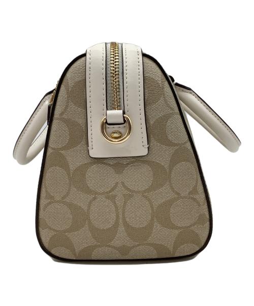 COACH（コーチ）COACH (コーチ)  ローアン サッチェル（Signature Rowan Satchel）　2WAYバッグ ベージュ×ホワイトの古着・服飾アイテム