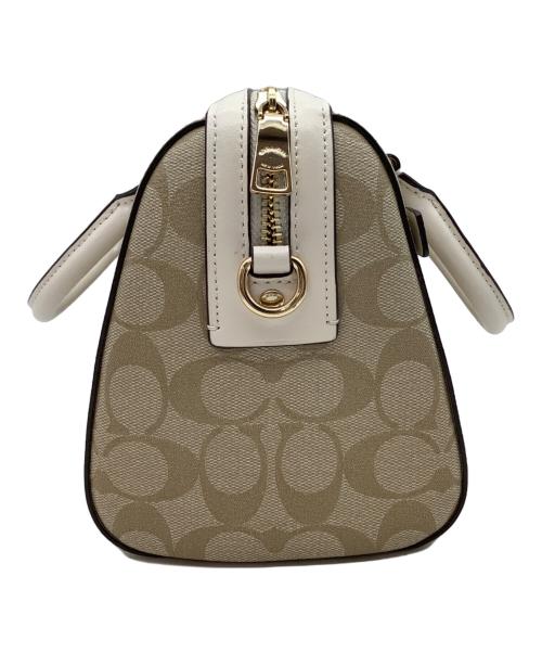 COACH（コーチ）COACH (コーチ)  ローアン サッチェル（Signature Rowan Satchel）　2WAYバッグ ベージュ×ホワイトの古着・服飾アイテム