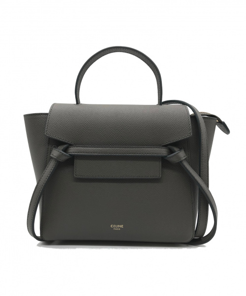 CELINE（セリーヌ）CELINE (セリーヌ) ベルトバッグ ナノ  グレインドカーフスキン グレーの古着・服飾アイテム
