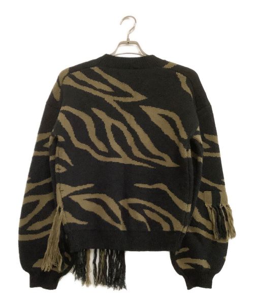 MAISON SPECIAL（メゾンスペシャル）MAISON SPECIAL (メゾンスペシャル) ゼブラジャガードフリンジニット ブラウン サイズ:Mの古着・服飾アイテム