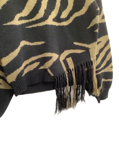 MAISON SPECIAL（メゾンスペシャル）MAISON SPECIAL (メゾンスペシャル) ゼブラジャガードフリンジニット ブラウン サイズ:Mの古着・服飾アイテム